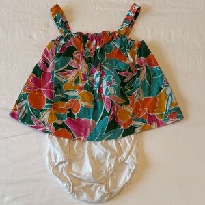 Carter's Colorful Floral Top with White Diaper Cover